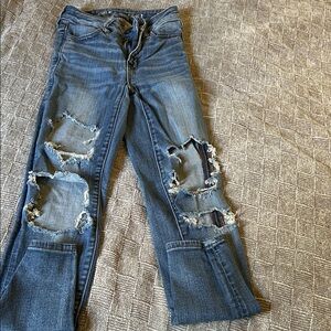 American Eagle Outfitters Ripped Blue Skinny Leg Jeans
